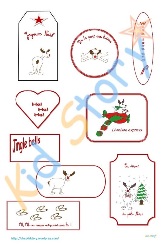 étiquettes cadeaux rennes